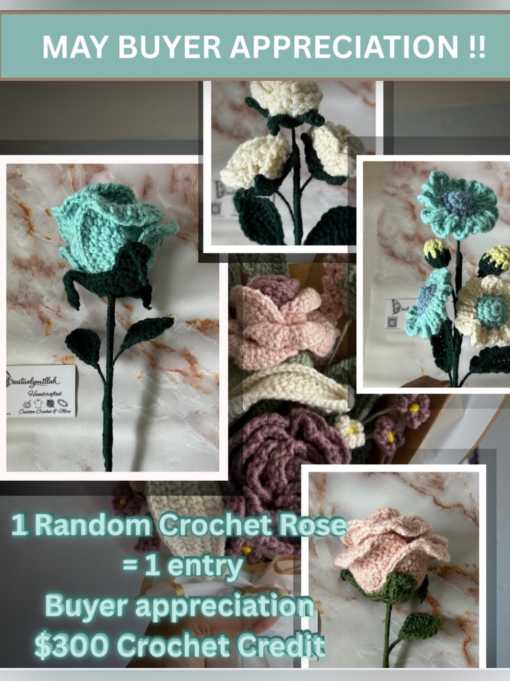 1 crochet Rose Buyer Appreciation